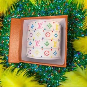 White Multicolored Monogram Travel jewelry Tower - 4 Tier organizer + box